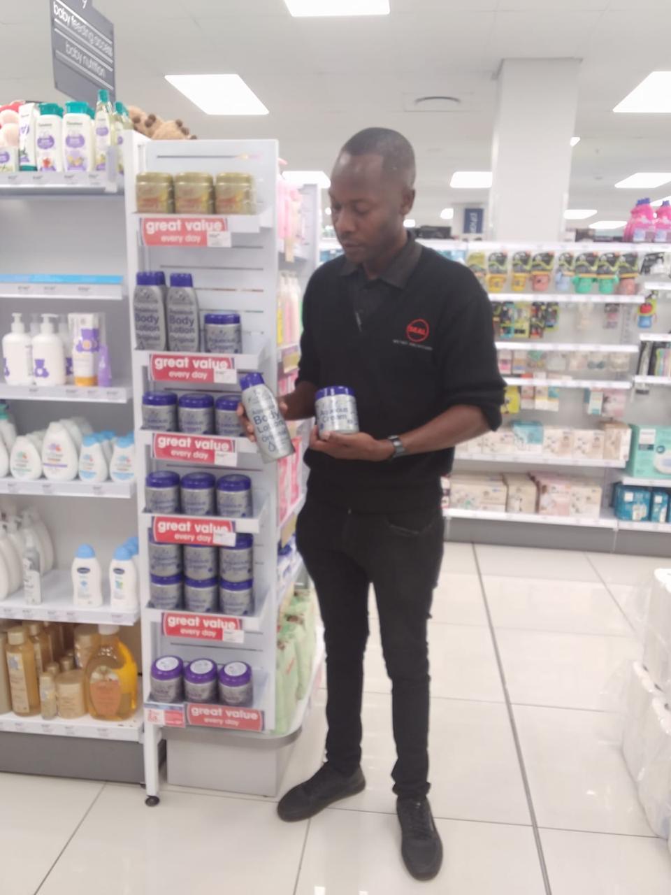 Checking product on shelf