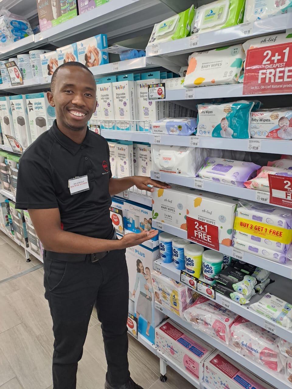 SEAL representative at a pharmacy shelf